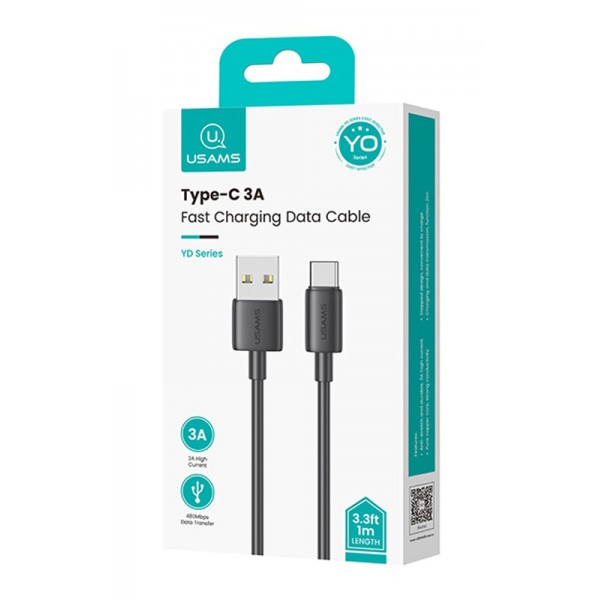 USAMS καλώδιο USB-C σε USB US-SJ708, 3A, 480Mbps, 1m, μαύρο