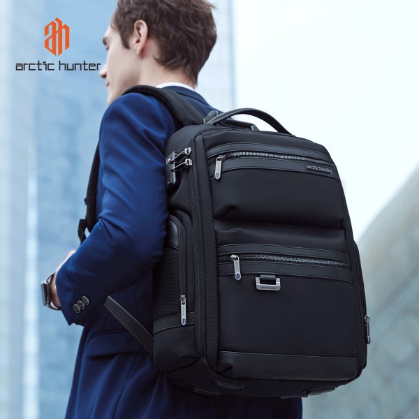 ARCTIC HUNTER τσάντα πλάτης B00682 με θήκη laptop 15.6", USB, λουκέτο TSA, 23.5L, μαύρη - Τσάντες - Πορτοφόλια