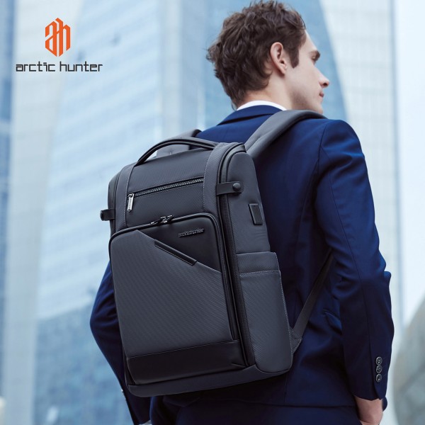 ARCTIC HUNTER τσάντα πλάτης B00675 με θήκη laptop 15.6", USB, 15L, γκρι - Τσάντες - Πορτοφόλια