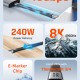 CABLETIME καλώδιο USB-C CT-FU4-AG, flat, 240W, 40Gbps, 8K/60Hz, USB4, 0.15m, μαύρο