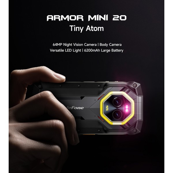 ULEFONE smartphone Armor Mini 20, 4.7", 8/256GB, 4G, 6200mAh, IP68/IP69K, μαύρο - Smartphones