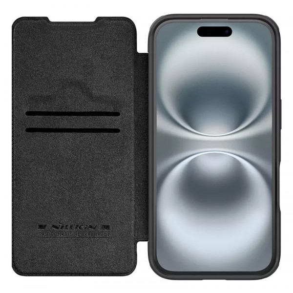 NILLKIN θήκη Qin Prop Leather για iPhone 16, δερμάτινη, μαύρη - NILLKIN