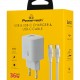 POWERTECH φορτιστής τοίχου PT-1351 με καλώδιο, USB/USB-C, 36W, GaN, λευκός