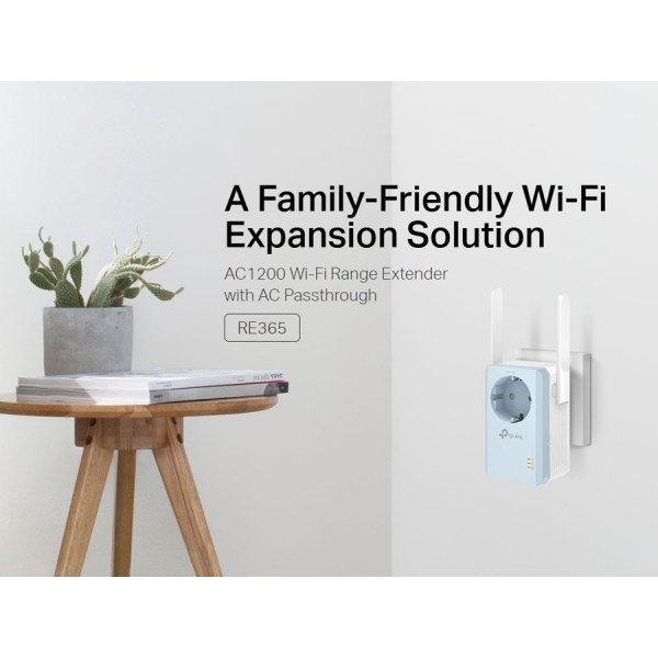 TP-LINK WiFi range extender RE365 με Passthrough, AC1200 1200Mbps, Ver. 3.0 - Περιφερειακά