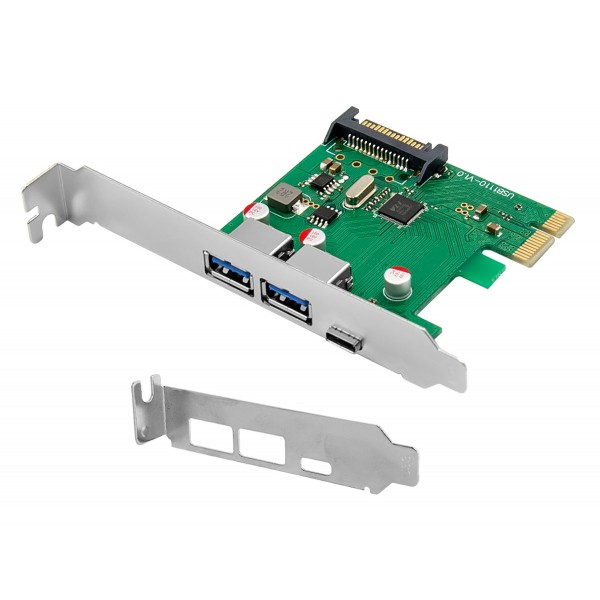 POWERTECH κάρτα επέκτασης PCIe σε 2x USB & 1x USB-C ST627, 5Gbps, 66x68mm - PC & Αναβάθμιση