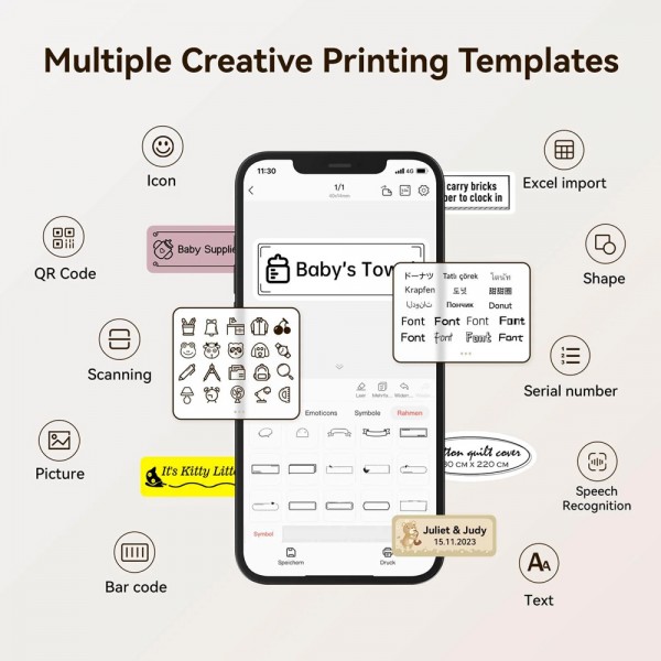 NIIMBOT smart θερμικός εκτυπωτής ετικετών D110-M, 203dpi, Bluetooth, λευκός