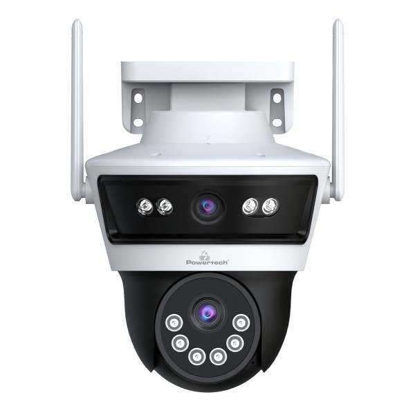 POWERTECH smart κάμερα PT-1340, 3MP, dual lens, WiFi, PTZ, SD, IP65 - Smart Κάμερες