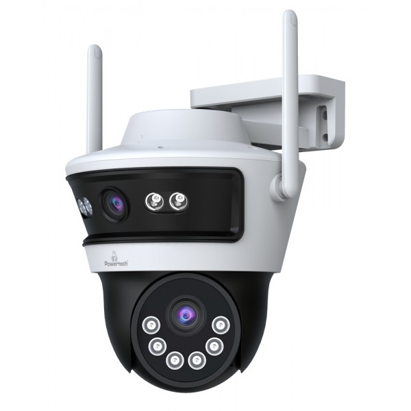 POWERTECH smart κάμερα PT-1340, 3MP, dual lens, WiFi, PTZ, SD, IP65 - Smart Κάμερες