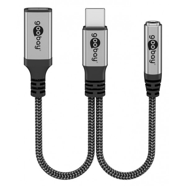 GOOBAY αντάπτορας USB-C σε 3.5mm & USB-C 74524, 60W, 480Mbps, γκρι