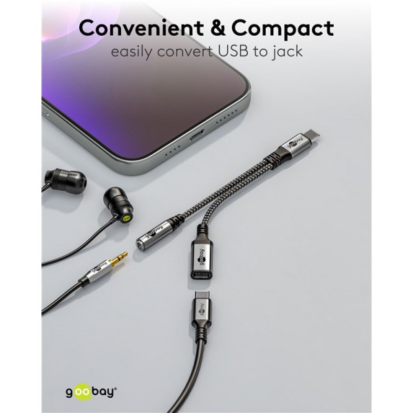 GOOBAY αντάπτορας USB-C σε 3.5mm & USB-C 74524, 60W, 480Mbps, γκρι - USB-C (Type-C)