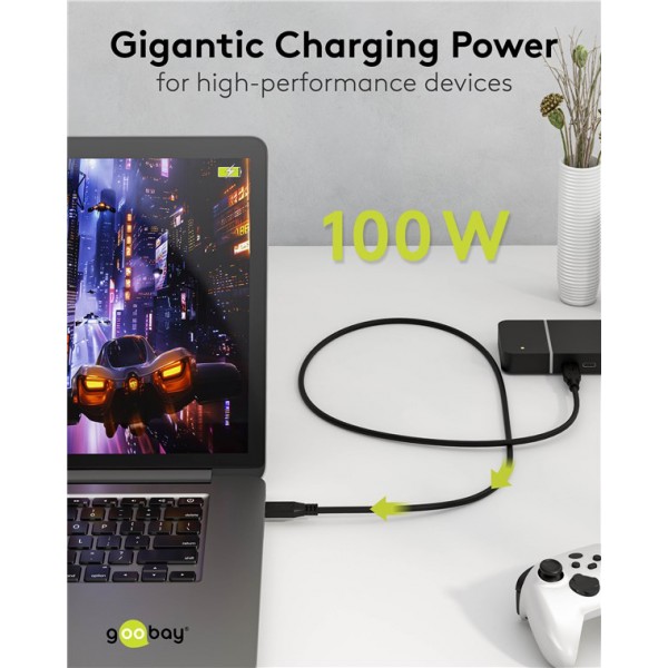 GOOBAY καλώδιο USB-C 74193, USB4, 100W, 40Gbps, 8K/60Hz, 2m, μαύρο - USB-C (Type-C)