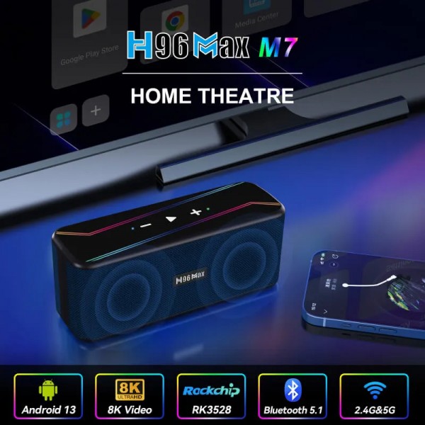 H96 MAX TV Box & ηχείο M7, RK3528, 8K, 4/32GB, WiFi, Bluetooth, Android 13 - Περιφερειακά