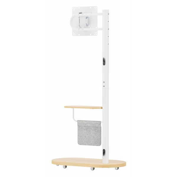 BRATECK βάση τηλεόρασης δαπέδου FS54-22T-02W, 17-43", έως 15kg, με ράφι & ροδάκια