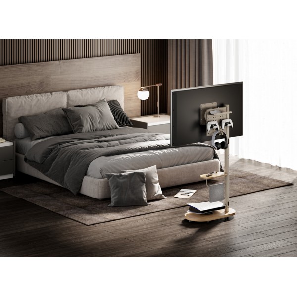 BRATECK βάση τηλεόρασης δαπέδου FS54-22T-02W, 17-43", έως 15kg, με ράφι & ροδάκια