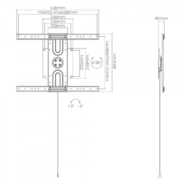 BRATECK επιτοίχια βάση τηλεόρασης LP69-46F , 37-80", έως 50kg