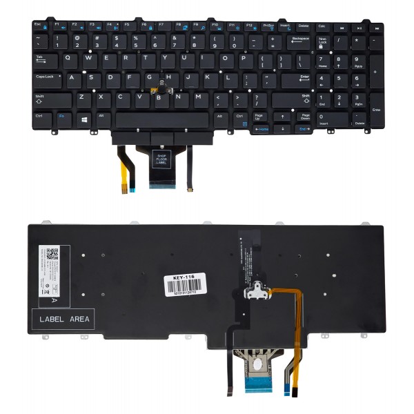 Πληκτρολόγιο για Dell Latitude 5580/5590/5550/5570 Precision 3510/7510/7710 KEY-116 με backlight, US, μαύρο - Service