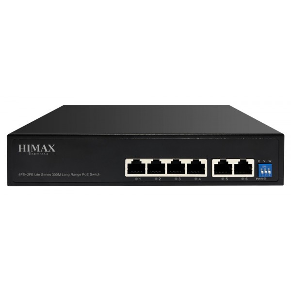 HIMAX PoE switch PS1402E-L, 4x Ethernet PoE & 2x Ethernet θύρες, έως 100Mbps - Περιφερειακά