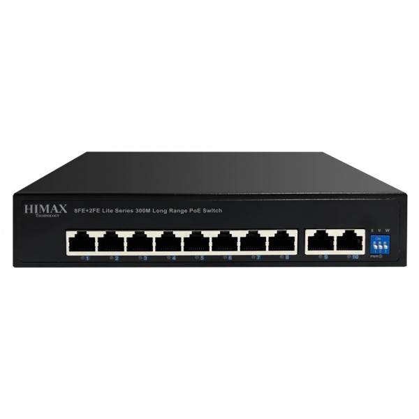 HIMAX PoE switch PS1802E-L, 8x Ethernet PoE & 2x Ethernet θύρες, έως 100Mbps - Περιφερειακά