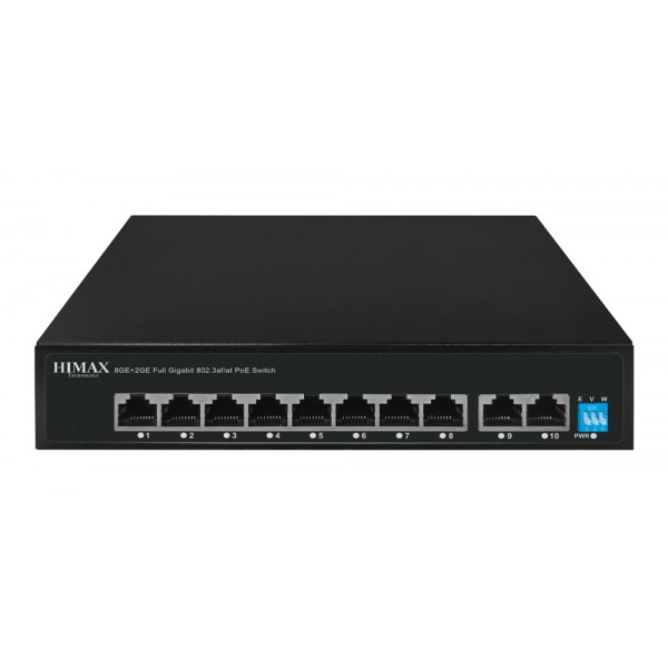 HIMAX PoE switch PS1802G, 8x Ethernet PoE & 2x Ethernet θύρες, έως 1000Mbps - Περιφερειακά