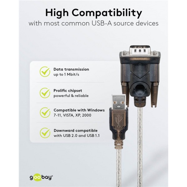 GOOBAY καλώδιο USB σε RS-232 68875, 1 Mbit/s, 1.5m, διάφανο