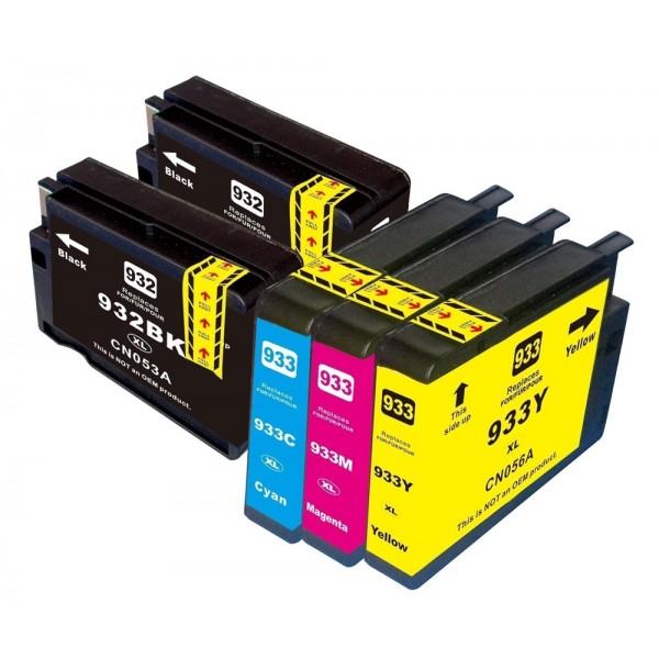 Σετ συμβατά Inkjet για HP, 2x 932XL μαύρο, 1x 933XL magenta, 1x 933XL κίτρινο, 1x 933XL κυανό - ink HP