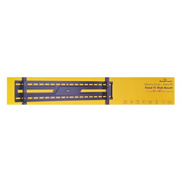POWERTECH επιτοίχια βάση τηλεόρασης PT-1369, 43-100", έως 75kg, fixed