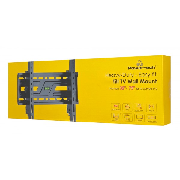 POWERTECH επιτοίχια βάση τηλεόρασης PT-1372, 32-75", έως 75kg, ρυθμιζόμενη κλίση