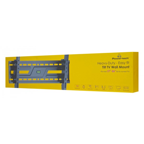 POWERTECH επιτοίχια βάση τηλεόρασης PT-1370, 37-86", έως 75kg, ρυθμιζόμενη κλίση