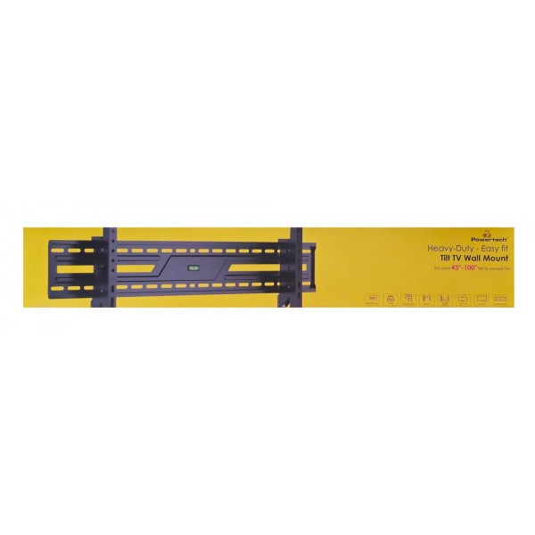 POWERTECH επιτοίχια βάση τηλεόρασης PT-1368, 43-100", έως 75kg, ρυθμιζόμενη κλίση