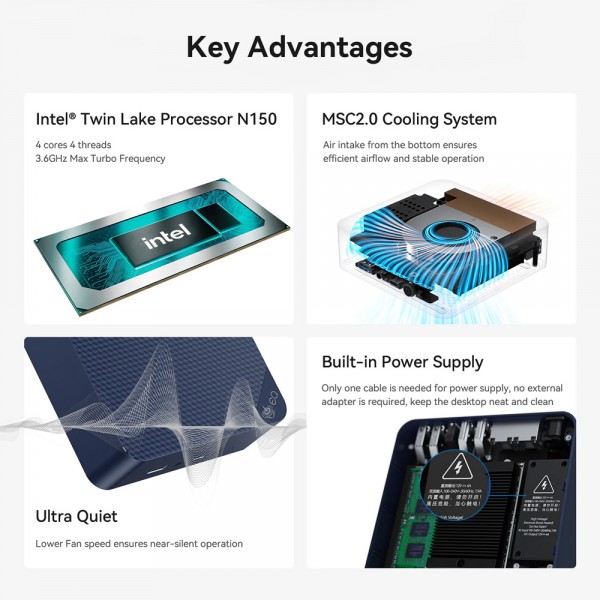 BEELINK mini PC EQ14, Intel N150, 16GB, 500GB M.2, Windows 11 Pro BEELINK mini PC EQ14, Intel N150, 16GB, 500GB M.2, Windows 11 Pro