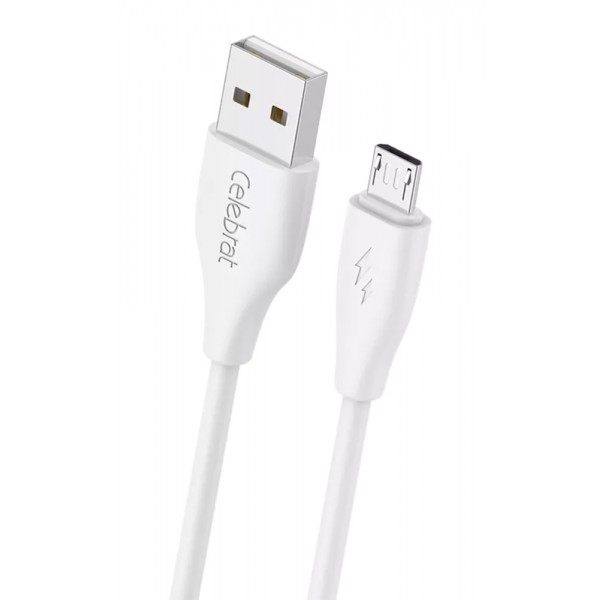 CELEBRAT καλώδιο micro USB σε USB CB-31, 3A, 480Mbps, 1m, λευκό - USB
