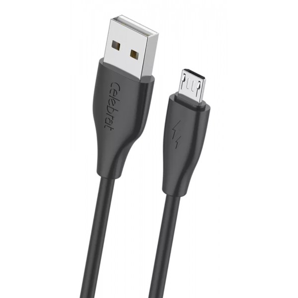 CELEBRAT καλώδιο micro USB σε USB CB-31, 3A, 480Mbps, 1m, μαύρο - USB