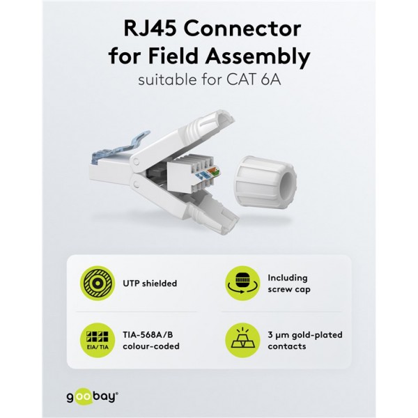 GOOBAY βύσμα RJ45 65941, CAT 6A UTP, tool-free, λευκό - Διάφορα Δικτύου