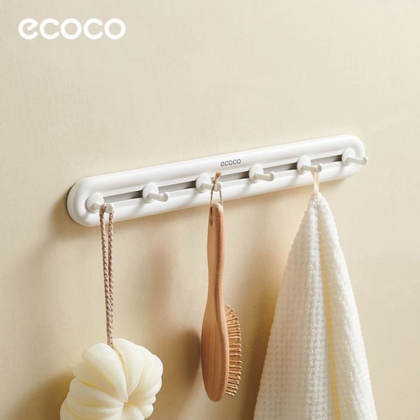 ECOCO κρεμάστρα μπάνιου/κουζίνας E23154 με 6 γάντζους, 3.8x5x40cm, λευκή - Οργάνωση Χώρου