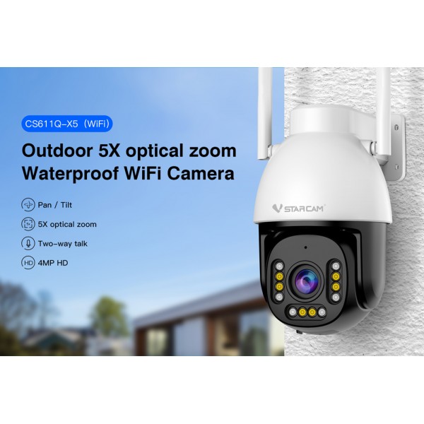 VSTARCAM smart κάμερα CS611Q-X5, 4MP, WiFi, PTZ, 5x zoom, SD, IP66 - Smart Κάμερες