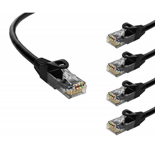 POWERTECH καλώδιο δικτύου CAB-N403-5, Cat 6 U/UTP, CCA, 250Hz, 1m, μαύρο, 5τμχ - Δίκτυο