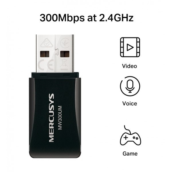MERCUSYS ασύρματος USB αντάπτορας δικτύου MW300UM, 300Mbps, Ver 4.0