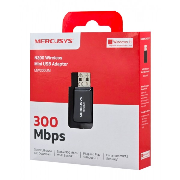 MERCUSYS ασύρματος USB αντάπτορας δικτύου MW300UM, 300Mbps, Ver 4.0
