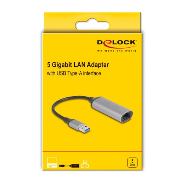 DELOCK αντάπτορας δικτύου 81571, USB, 5Gbps Ethernet, ασημί - Κάρτες Δικτύου - USB Dongles