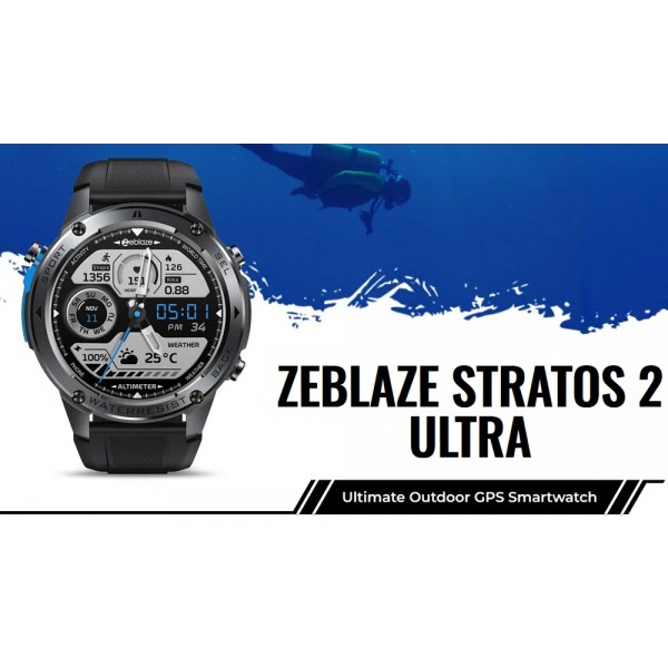 ZEBLAZE smartwatch Stratos 2 Ultra, heart rate, 1.43" AMOLED, GPS, MIL-STD-810H, μαύρο - Smartwatches