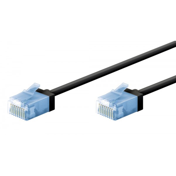 GOOBAY καλώδιο δικτύου 74230, CAT 6A U/UTP, slim, copper, 500MHz, 0.15m, μαύρο - GOOBAY
