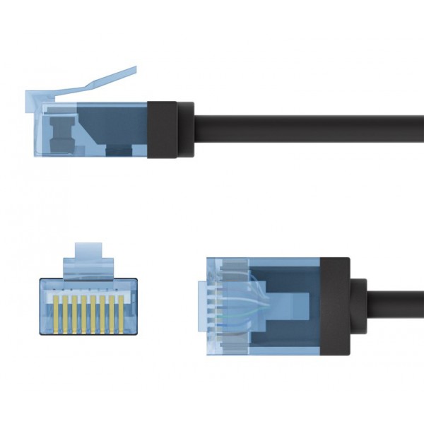 GOOBAY καλώδιο δικτύου 74231, CAT 6A U/UTP, slim, copper, 500MHz, 0.25m, μαύρο