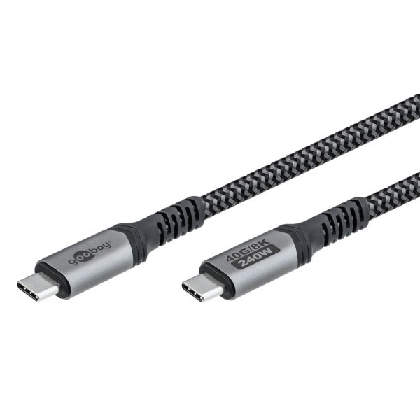 GOOBAY καλώδιο USB-C 74210, USB4, 240W, 40Gbps, 8K/60Hz, 0.50m, γκρι - GOOBAY