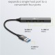 GOOBAY USB hub 74456, 4x θυρών, USB 3.2, 5Gbps, USB σύνδεση, γκρι