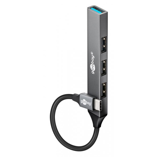 GOOBAY USB hub 74457, 4x θυρών, USB 3.2, 5Gbps, USB-C σύνδεση, γκρι - USB Hubs - Card Readers