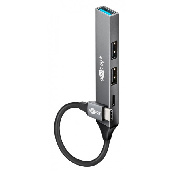 GOOBAY USB hub 74459, 4x θυρών, USB 3.2, 5Gbps, USB-C σύνδεση, γκρι - USB Hubs - Card Readers