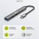 GOOBAY USB hub 74460, 5x θυρών, USB 3.2, 5Gbps, 100W, USB-C σύνδεση, γκρι