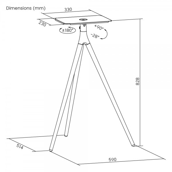 BRATECK βάση projector δαπέδου PRB-24, έως 10kg