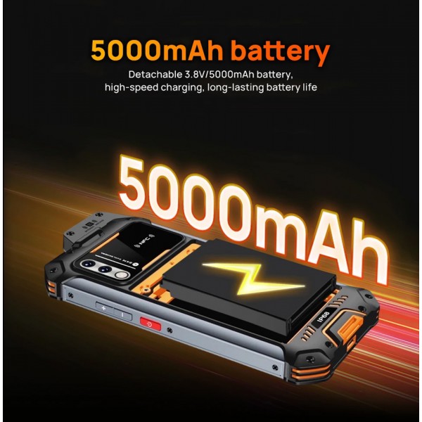 UNIWA smartphone W999, 6.3", 8/128GB , ηχείο 2W, Atex Zone 2, IP68, μαύρο