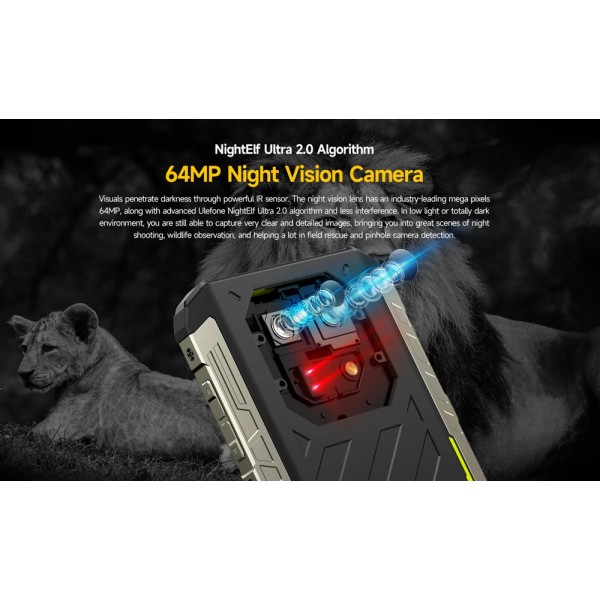 ULEFONE smartphone Armor 22, 6.58", 8/128GB, 6600mAh, IP68/IP69K, μαύρο